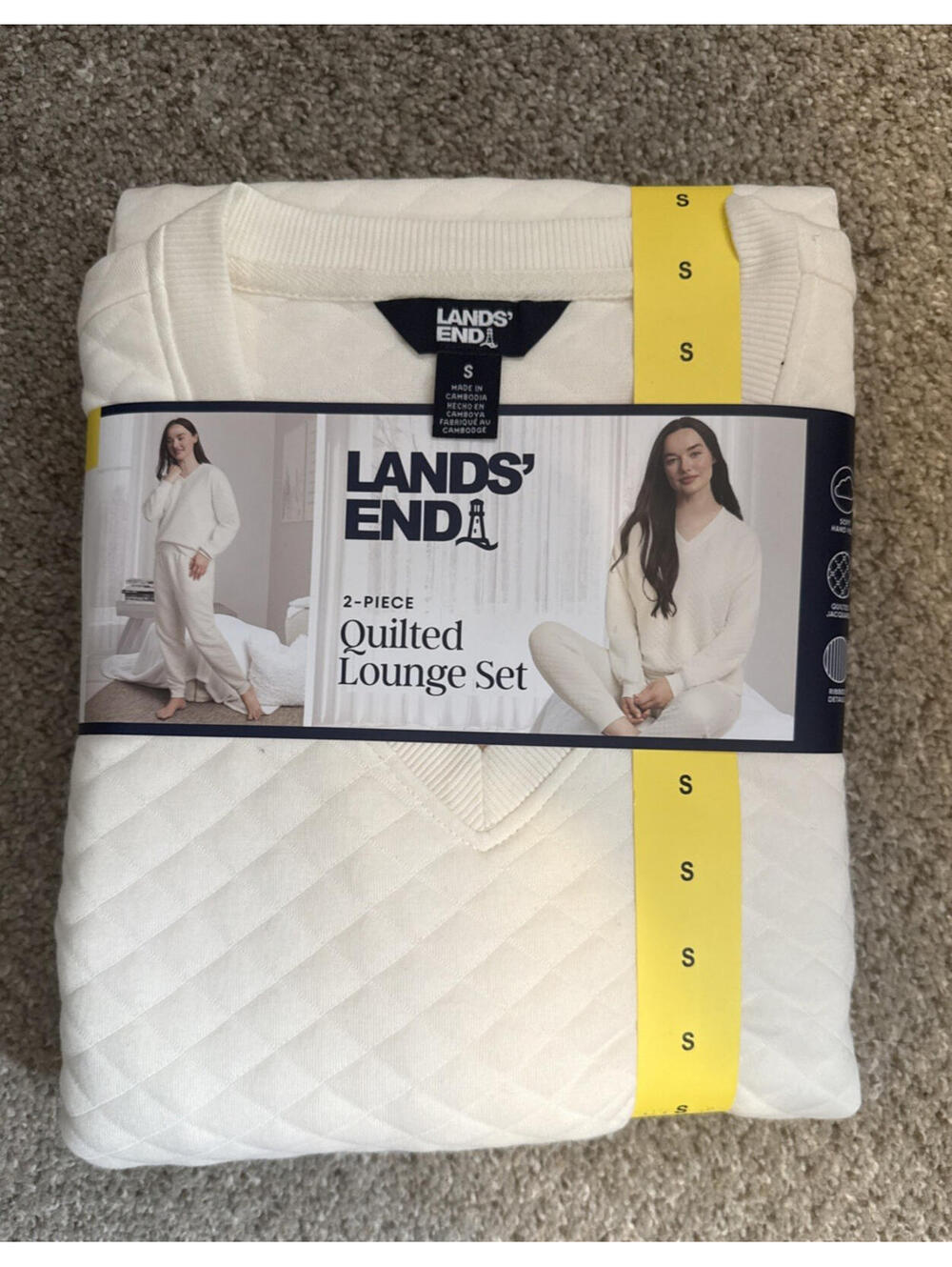 New Lands End 2 Piece Quilted Lounge Set Size Small